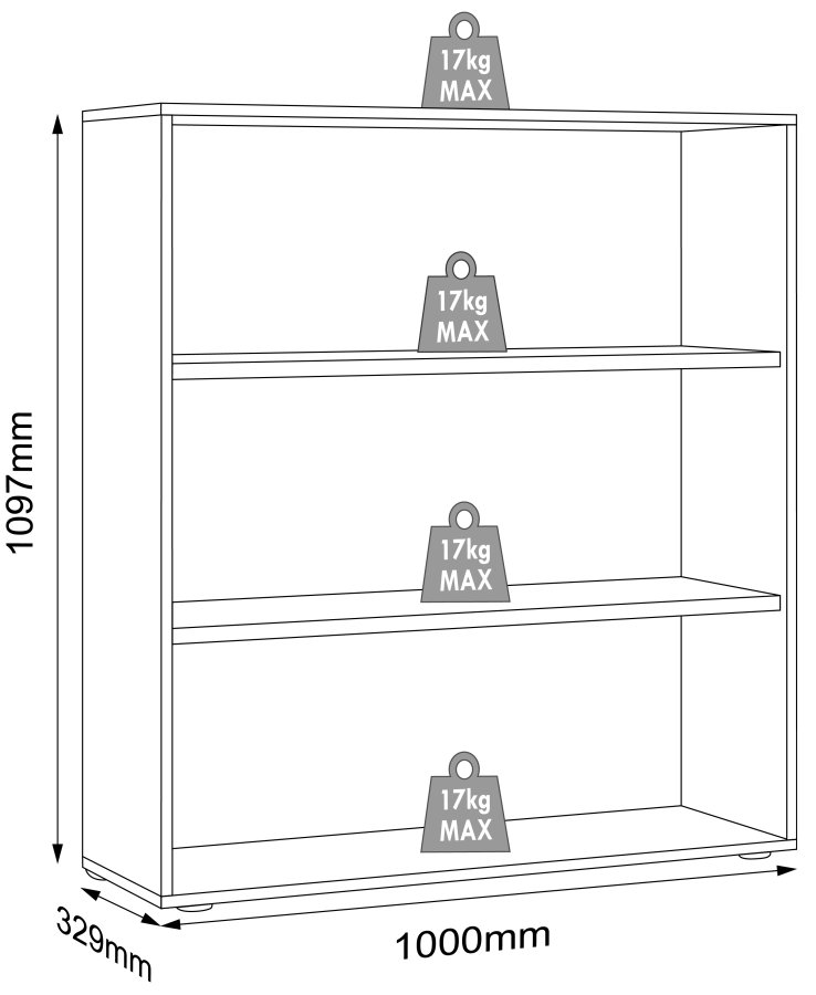 VCM NORDIC Salia B100 Büroregal, mit 2 verstellbaren Böden - Weiß und Naturholz