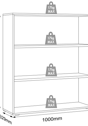 VCM NORDIC Salia B100 Büroregal, mit 2 verstellbaren Böden - Anthrazitgrau und Naturholz