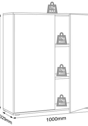 VCM NORDIC Salia B100 Büroregal mit 2 Türen und 2 verstellbaren Einlegeböden – Anthrazitgrau und Naturholz