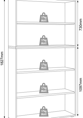 VCM NORDIC Salia B100 Büroregal mit 3 verstellbaren Böden - Anthrazitgrau und Naturholz