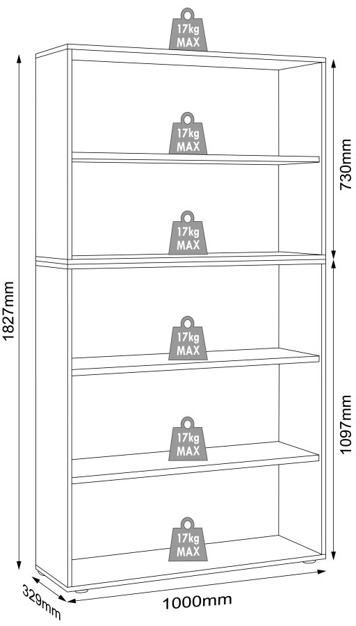 VCM NORDIC Salia B100 Büroregal mit 3 verstellbaren Böden - Anthrazitgrau und Naturholz
