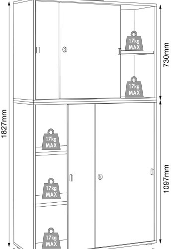 VCM NORDIC Salia B100 kontorbokhylle, m. 4 skyvedrer, ls, 3 justerbare hyller - antrasittgr/naturtre