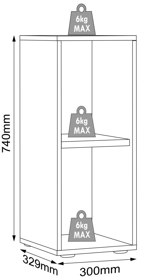VCM NORDIC Salia B30 Büroregal, mit 1 verstellbaren Boden - Weiß und Naturholz