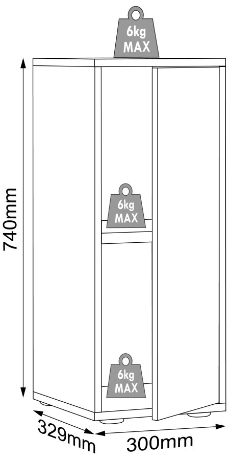 VCM NORDIC Salia B30 Büroregal, mit 1 Tür und 1 verstellbarem Boden - Weiß und Naturholz