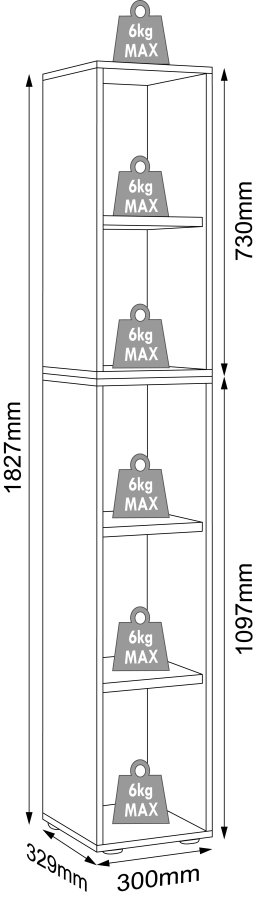 VCM NORDIC Salia B30 Büroregal mit 3 verstellbaren Böden - Anthrazitgrau und Naturholz