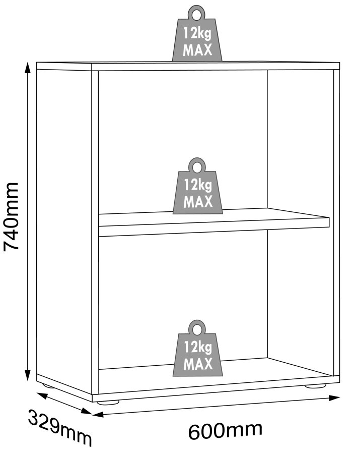 VCM NORDIC Salia B60 Büroregal, mit 1 verstellbaren Boden - Anthrazitgrau und Naturholz