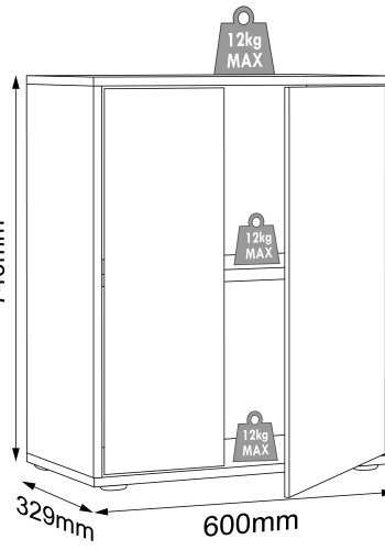 VCM NORDIC Salia B60 Büroregal mit 2 Türen und 1 verstellbarem Boden - Anthrazitgrau und Naturholz