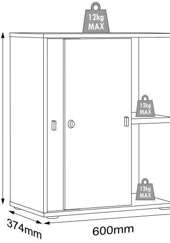 VCM NORDIC Salia B60 Büroregal, m. 2 Schiebetüren, Schloss, 1 verstellbarer Boden - Anthrazitgrau und Naturholz