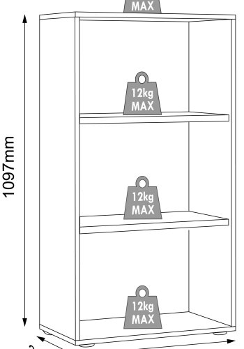VCM NORDIC Salia B60 Büroregal, mit 2 verstellbaren Böden - Weiß und Naturholz