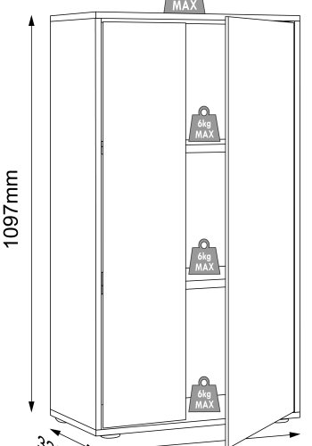 VCM NORDIC Salia B60 kontorbokhylle, med 2 drer og 2 justerbare hyller - hvit og naturlig tre