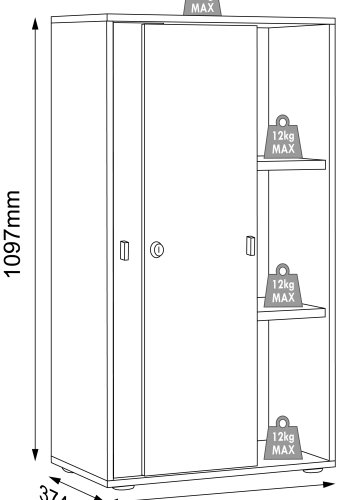 VCM NORDIC Salia B60 Büroregal, mit 2 Schiebetüren, Schloss und 2 verstellbaren Böden - Anthrazit und Naturholz