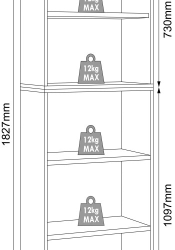 VCM NORDIC Salia B60 Büroregal mit 3 verstellbaren Böden - Weiß und Naturholz