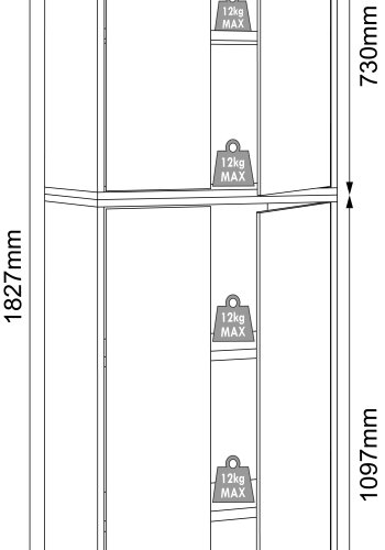 VCM NORDIC Salia B60 Büroregal, mit 4 Türen und 3 verstellbaren Böden - Weiß und Naturholz