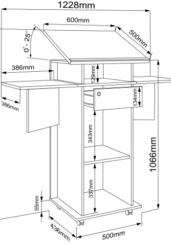 VCM NORDIC Salia M stende skrivebord, justerbar topp, 1 lsbar skuff, hylle, hjul - grtt/naturlig tre