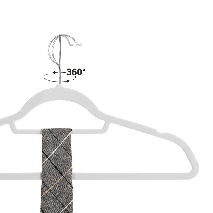 SONGMICS CRF020W01 t�jb�jle, m. 360� drejelig krog, skridsikker - hvid fl�jl og st�l (s�t med 20)