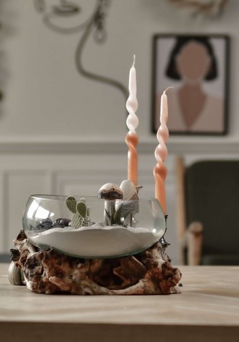 HOUSE NORDIC San Marino Vanddrbe skulptur - glas og natur teaktr (H:20)