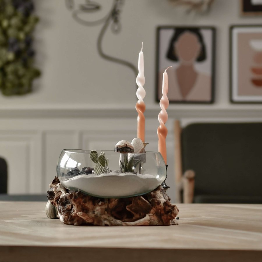 HOUSE NORDIC San Marino Vanddrbe skulptur - glas og natur teaktr (H:20)