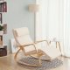 SONGMICS LYY10M gyngestol, m. arml�n, justerbar fodst�tte i 5 pos. - beige bomuld stof og natur birketr�