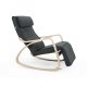SONGMICS LYY10G gyngestol, m. arml�n, justerbar fodst�tte i 5 pos. - gr� bomuld stof og natur birketr�