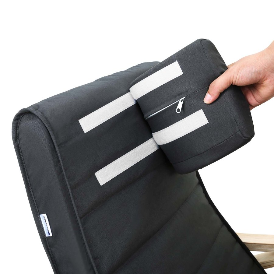 SONGMICS LYY10G gyngestol, m. arml�n, justerbar fodst�tte i 5 pos. - gr� bomuld stof og natur birketr�