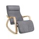 SONGMICS gyngestol, m. arml�n, justerbar fodst�tte i 5 pos. - gr� kunsth�r stof og natur birketr�