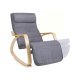 SONGMICS gyngestol, m. arml�n, justerbar fodst�tte i 5 pos. - gr� kunsth�r stof og natur birketr�