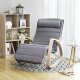 SONGMICS gyngestol, m. arml�n, justerbar fodst�tte i 5 pos. - gr� kunsth�r stof og natur birketr�