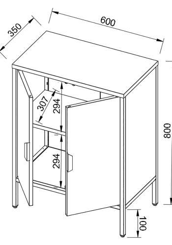 VCM NORDIC Flokas S Schrank, m. 2 Türen und 1 Einlegeboden - Stahl weiß