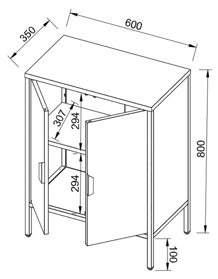 VCM NORDIC Flokas S Schrank, m. 2 Türen und 1 Einlegeboden - Stahl weiß