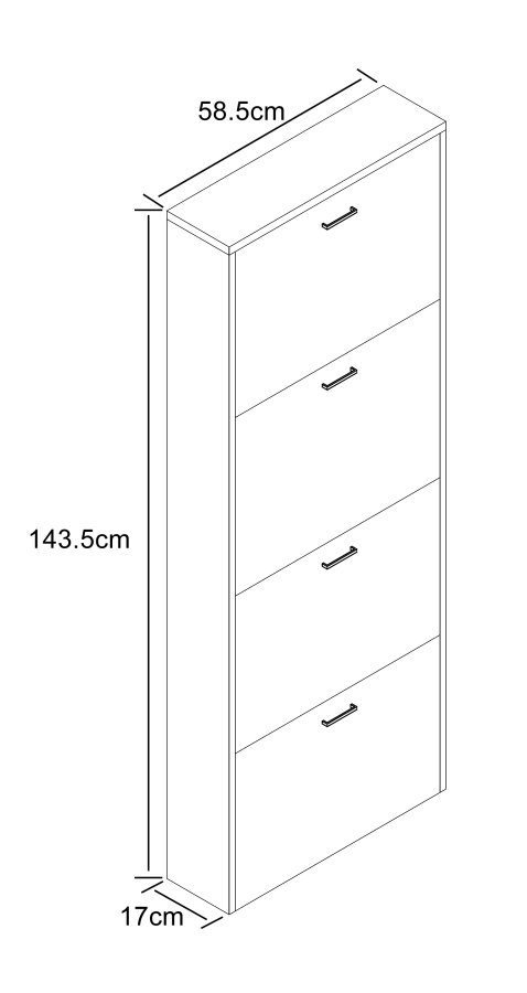 VCM NORDIC Sulos L Schuhschrank, m. 4 Türen - Anthrazitgraues Holz
