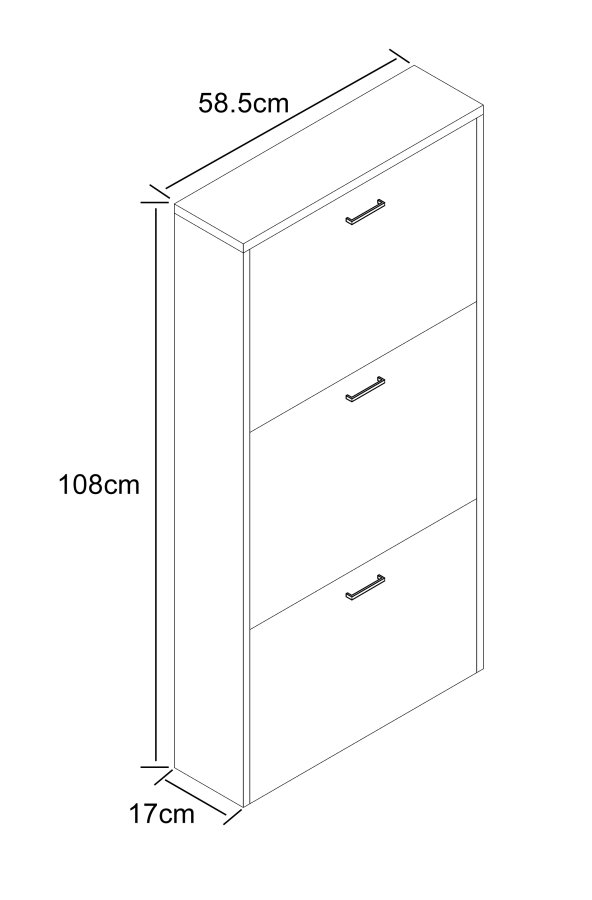 VCM NORDIC Sulos M Schuhschrank, m. 3 Türen - Holz weiß