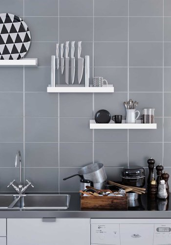 SONGMICS v�greol med 3 s�t sv�vende hylder til billedrammer og b�ger, 38 x 10 cm, MDF hvid LWS38WT