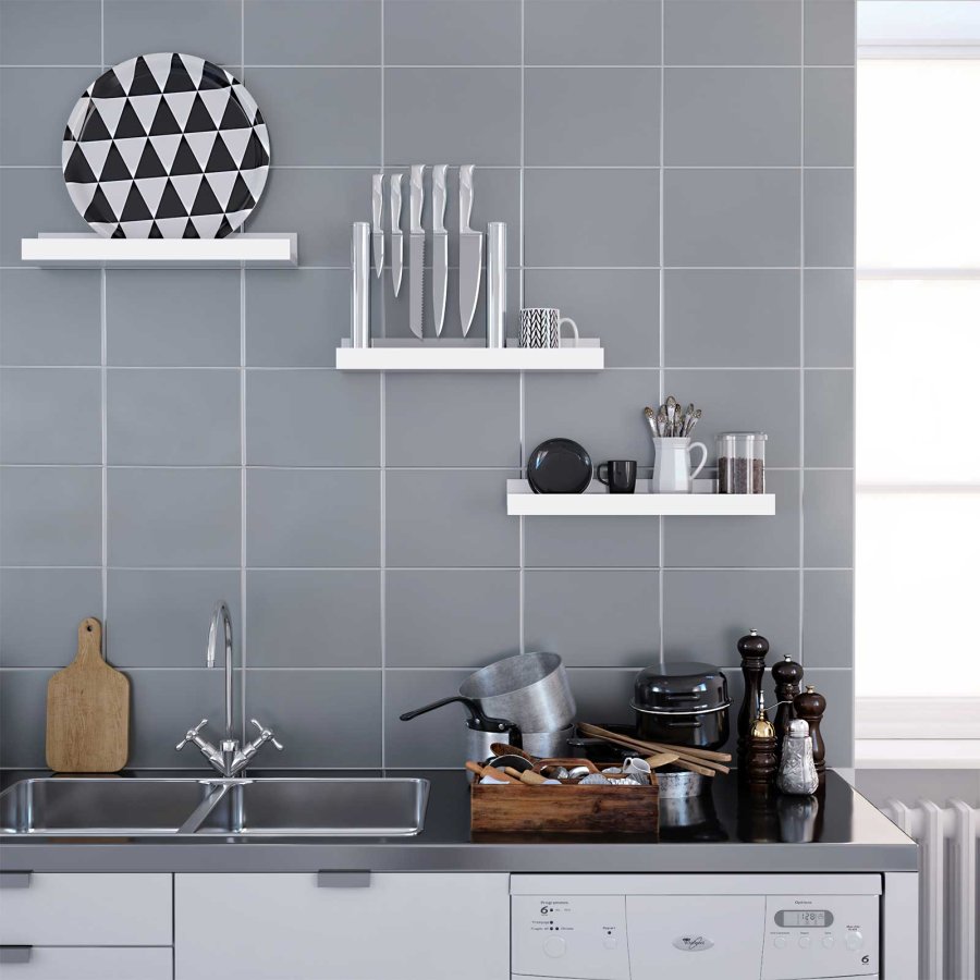 SONGMICS v�greol med 3 s�t sv�vende hylder til billedrammer og b�ger, 38 x 10 cm, MDF hvid LWS38WT
