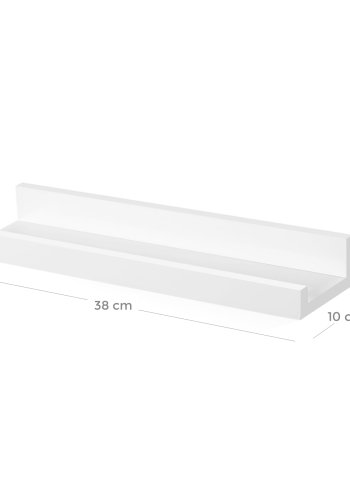 SONGMICS v�greol med 3 s�t sv�vende hylder til billedrammer og b�ger, 38 x 10 cm, MDF hvid LWS38WT