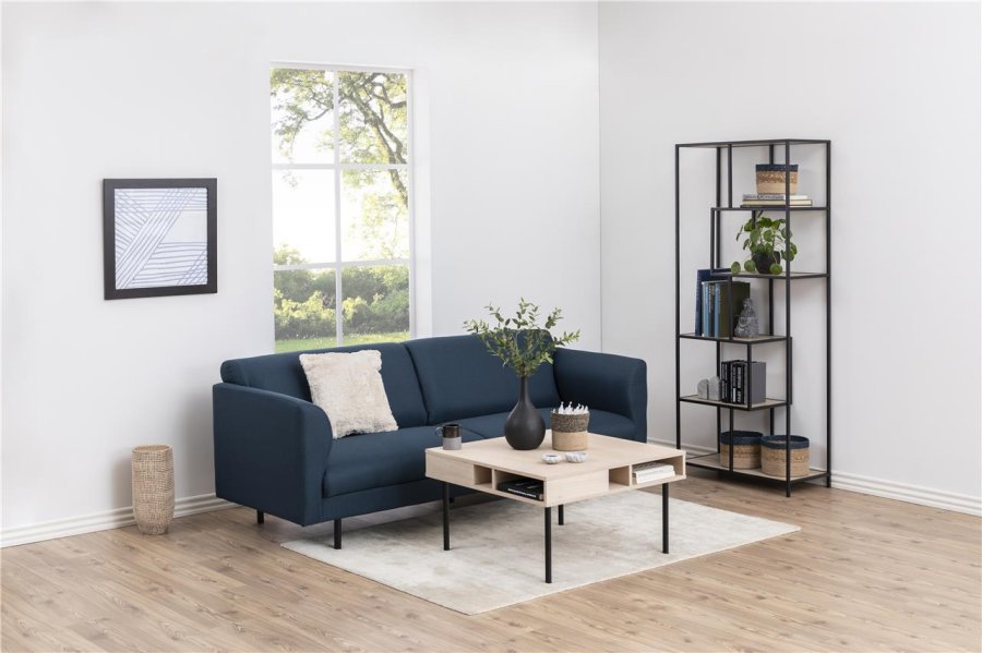 ACT NORDIC Seaford bogreol - vild eg/sort metal, 4 hylder (H:185cm x77cm x 35cm)