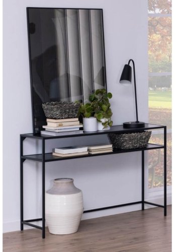 ACT NORDIC Seaford konsolbord, m. 1 hylde - sort melaminask og metal (120x35)