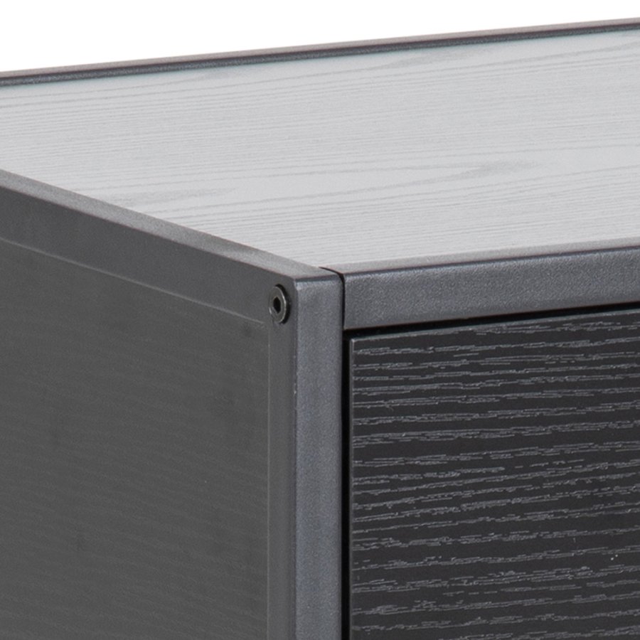 ACT NORDIC Seaford natbord, m. 1 hylde og 1 skuffe - sort melaminask og metal (42x35)