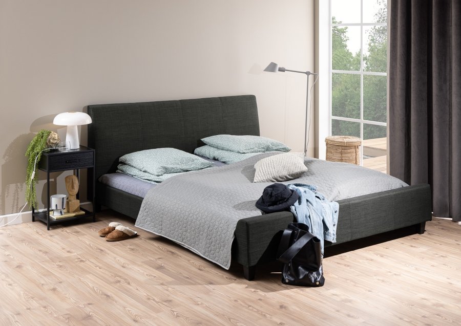 ACT NORDIC Seaford natbord, m. 1 hylde og 1 skuffe - sort melaminask og metal (42x35)