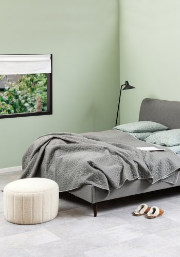 ACT NORDIC Seaford natbord, m. 1 hylde og 1 skuffe - sort melaminask og metal (42x35)