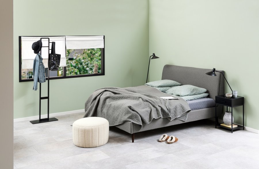 ACT NORDIC Seaford natbord, m. 1 hylde og 1 skuffe - sort melaminask og metal (42x35)