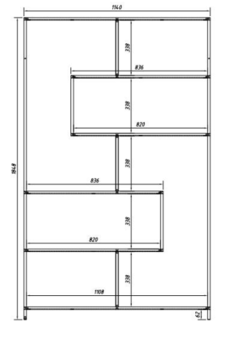 ACT NORDIC Seaford bogreol - natur papir vildeg og sort metal(H:185cm x114cm x 35cm)