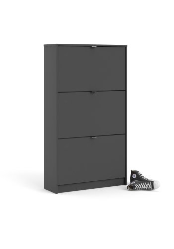 TVILUM Shoes skoskab, m. 3 klaplger med 2 rum - mat gr melamin/folie spnplade