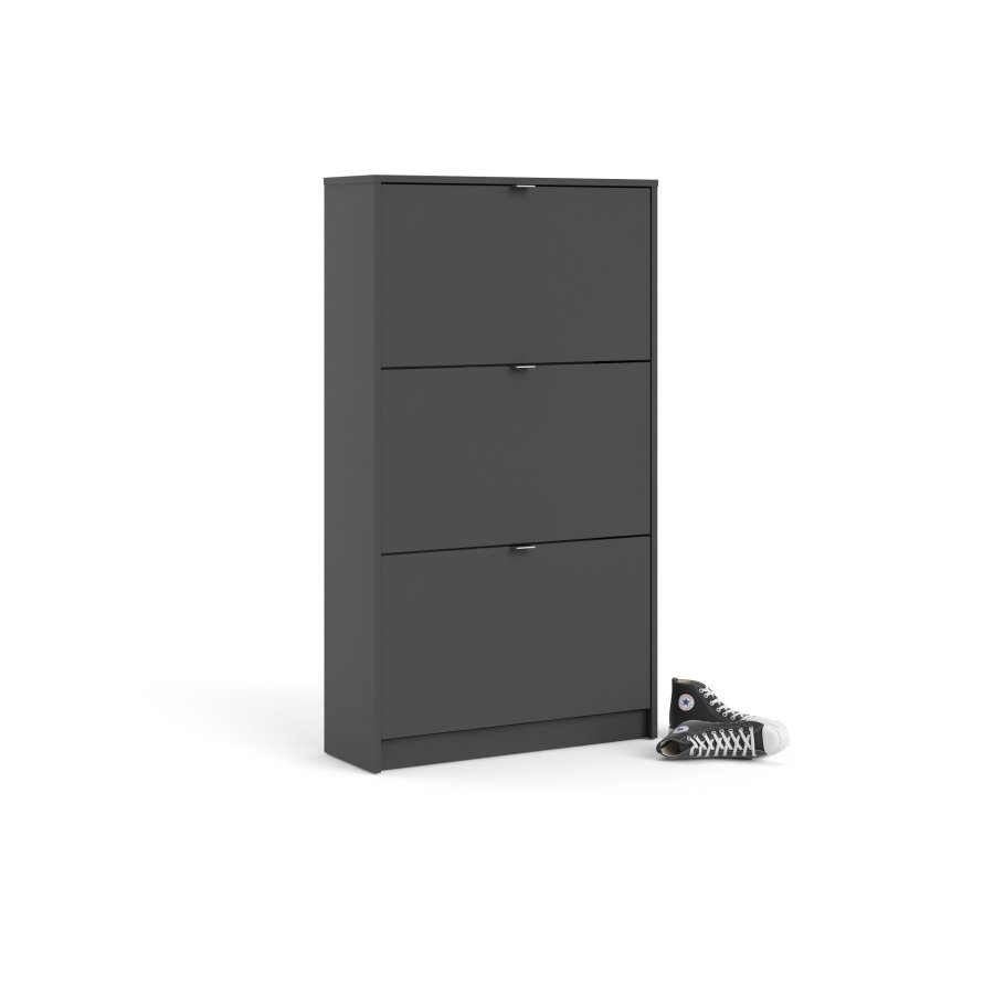 TVILUM Shoes skoskab, m. 3 klaplger med 2 rum - mat gr melamin/folie spnplade