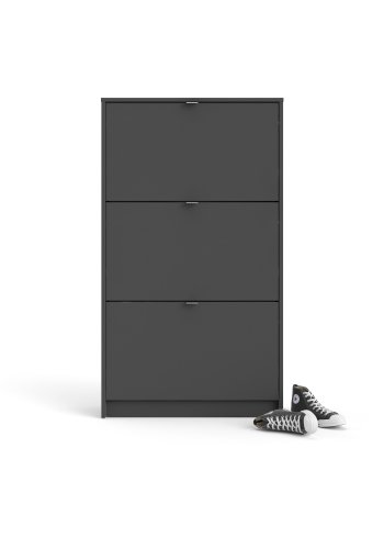 TVILUM Shoes skoskab, m. 3 klaplger med 2 rum - mat gr melamin/folie spnplade