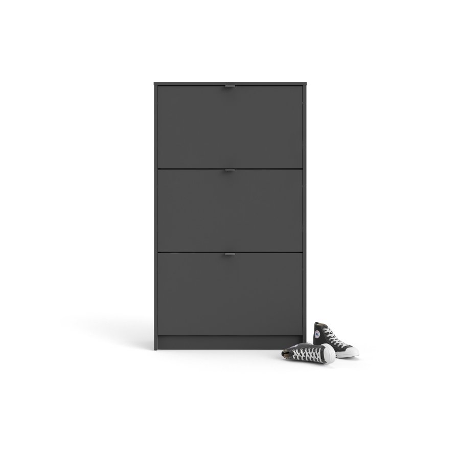 TVILUM Shoes skoskab, m. 3 klaplger med 2 rum - mat gr melamin/folie spnplade