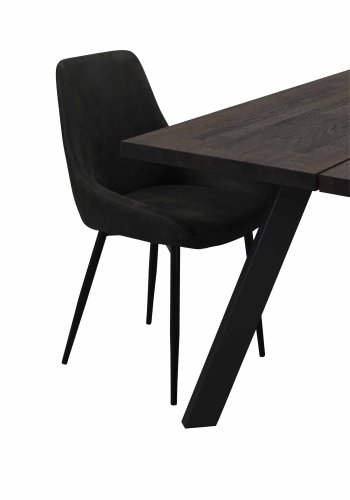 ROWICO Sierra spisestol - mrkegr stoff/sort metallramme