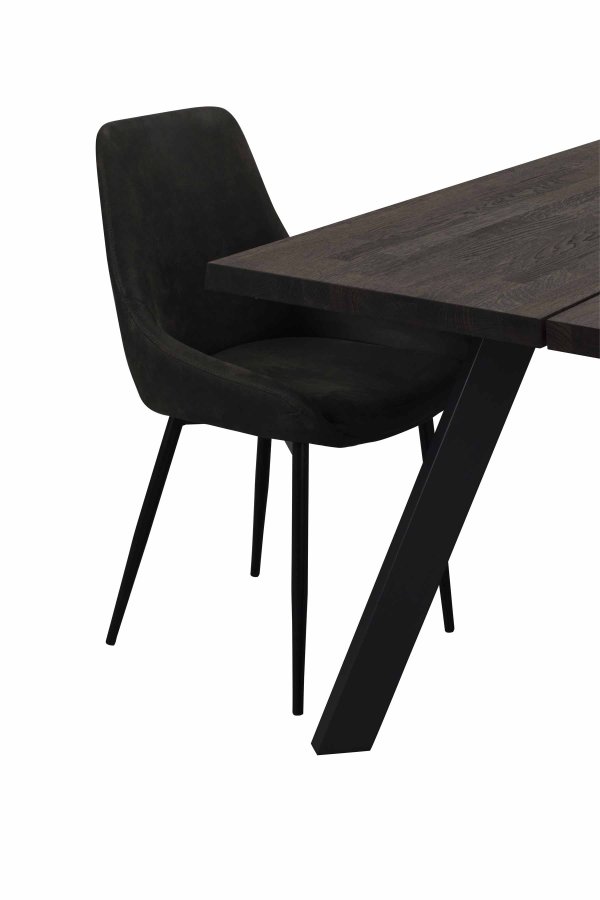 ROWICO Sierra spisestol - mrkegr stoff/sort metallramme