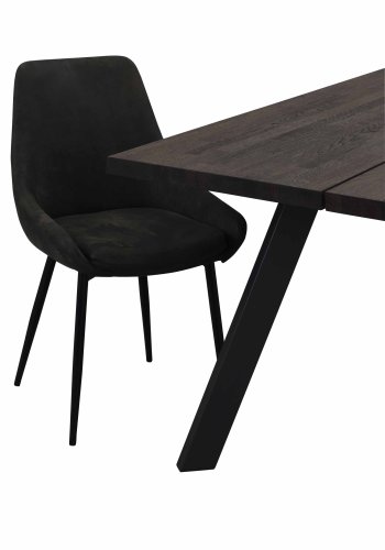 ROWICO Sierra spisestol - mrkegr stoff/sort metallramme