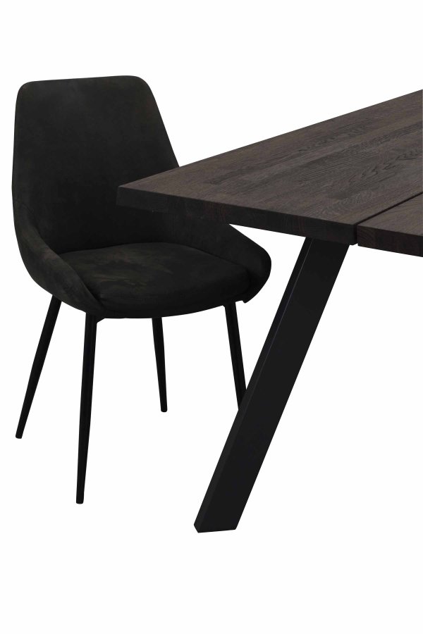 ROWICO Sierra spisestol - mrkegr stoff/sort metallramme