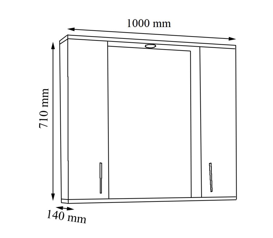VCM NORDIC Silora XL Badezimmer-Spiegelschrank, mit Licht, 2 Türen, 4 Einlegeböden - Holz anthrazitgrau 100cm